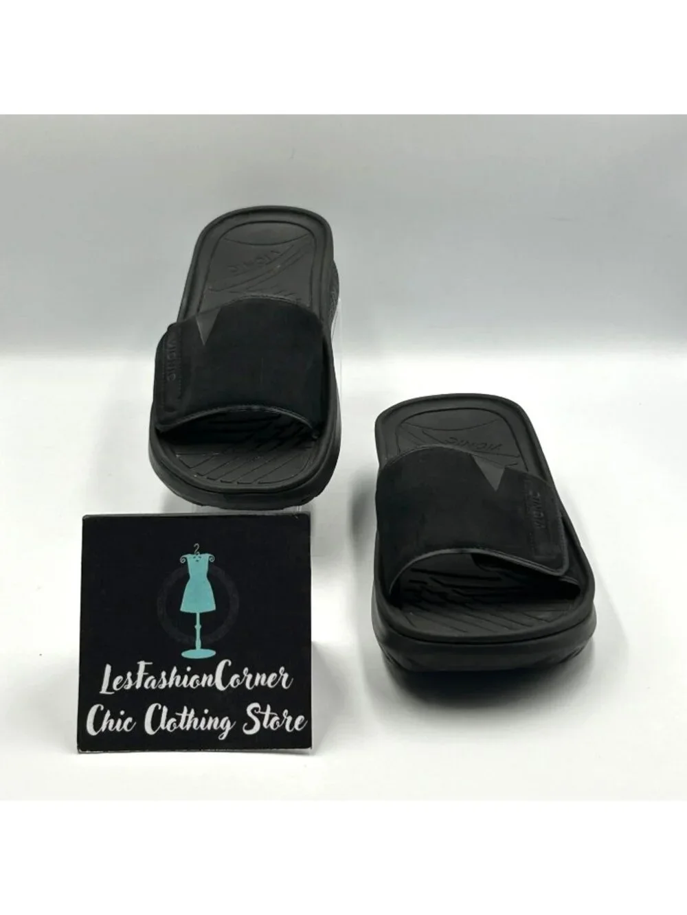 Vionic Men's Black EVA Rejuvenate Adjustable Slide Sandals Size 7.5 Wo's 9 3652